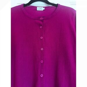 Cielo Cardigan Sweater Pink Magenta Sz L Soft Knit Y2K Preppy Minimalist Classic